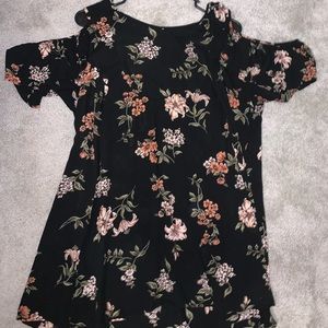 Cute little black flower dress with peekaboo shoulders